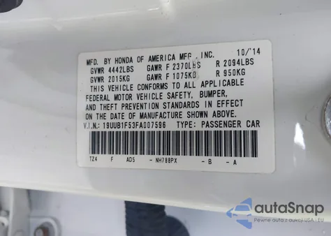 2015 Acura Tlx Tech z USA, uszkodzony, nr VIN 19UUB1F53FA007596